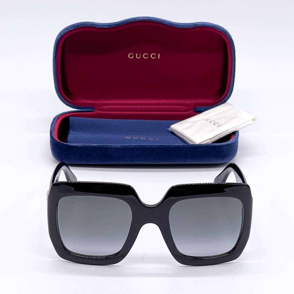 NEW GUCCI GG0053S 001 BLACK SQUARE WOMEN’S SUNGLASSES GUCCI GG0053SN 001 - Picture 3 of 12